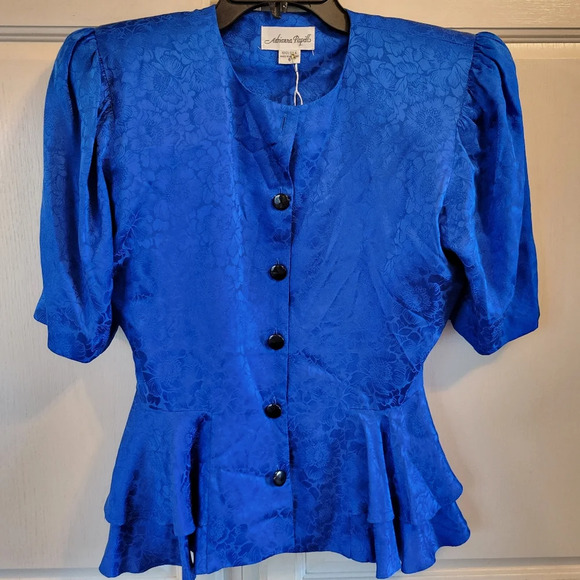 Vintage Adrianna Papell Peplum Silk Blouse - Picture 1 of 8